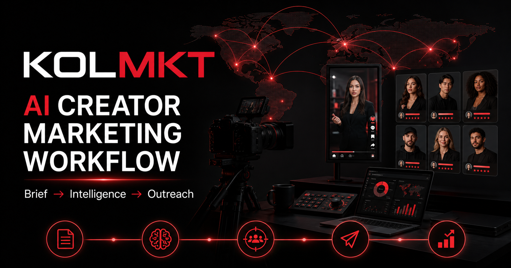 KOLMKT platform workflow from creator discovery to managed outreach