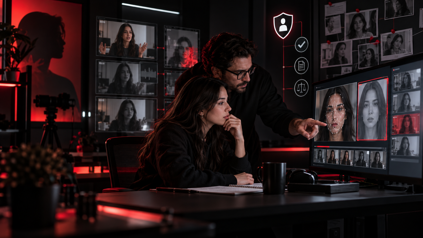 Creator and manager reviewing suspected AI likeness matches through a human evidence and response workflow
